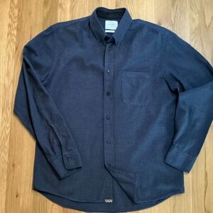 Billy Reid Shirt Medium Standard Navy Cotton Button Up Made in Portugal